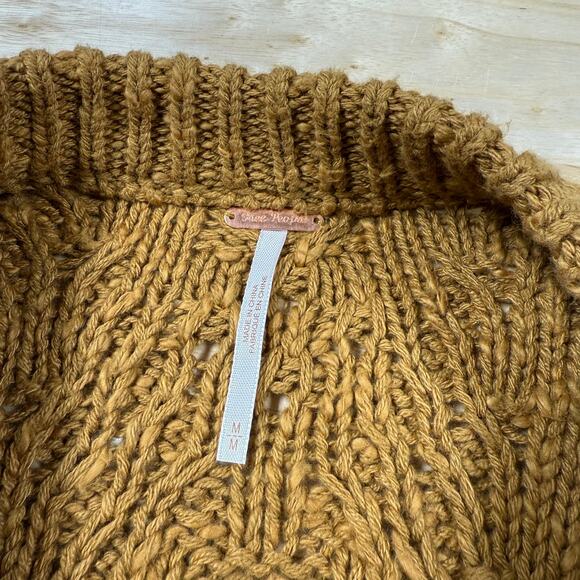 Free People NWT Isla Cable Stitch Tunic Sweater Spice Cake Oversized Size M - Picture 7 of 13